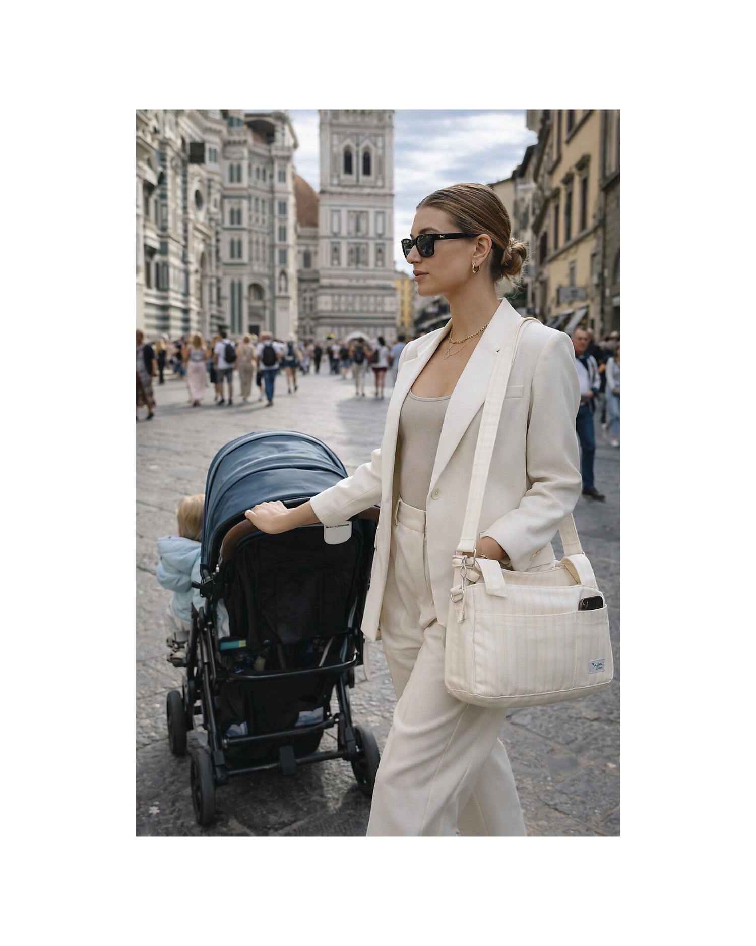 Family Nation organizer do wózka – Stripes Beige