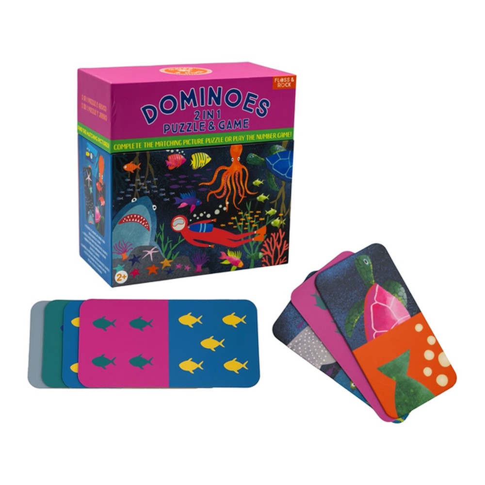 Gra Domino 2 w 1 Podwodny Świat Floss & Rock – 28 kart – zdjęcie 2