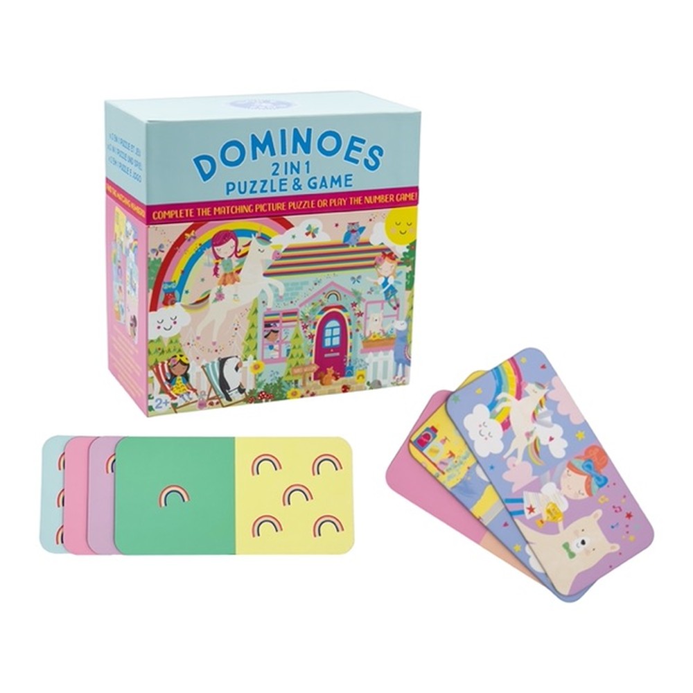 Gra Domino 2 w 1 Tęczowe Wróżki Floss & Rock – 28 kart – zdjęcie 2