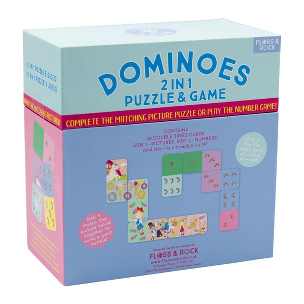 Gra Domino 2 w 1 Tęczowe Wróżki Floss & Rock – 28 kart – zdjęcie 4