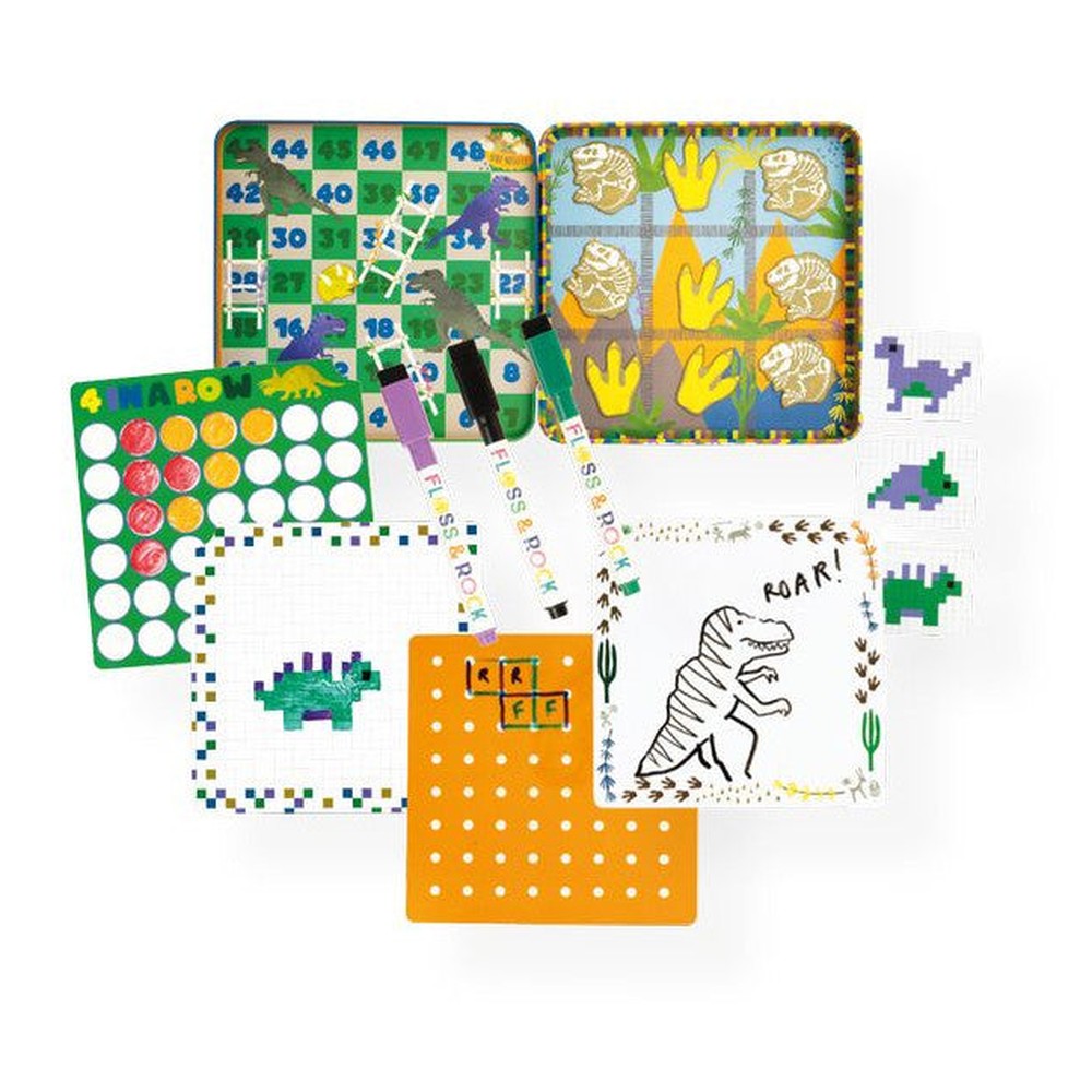 Gry magnetyczne w puszce 6w1 Floss & Rock – Dinozaury – zdjęcie 2