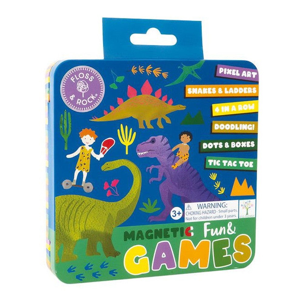 Gry magnetyczne w puszce 6w1 Floss & Rock – Dinozaury