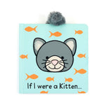 Książeczka Jellycat „If I Were a Kitten” (wydanie angielskie) – okładka z szarym kotkiem i puszystym ogonkiem u góry