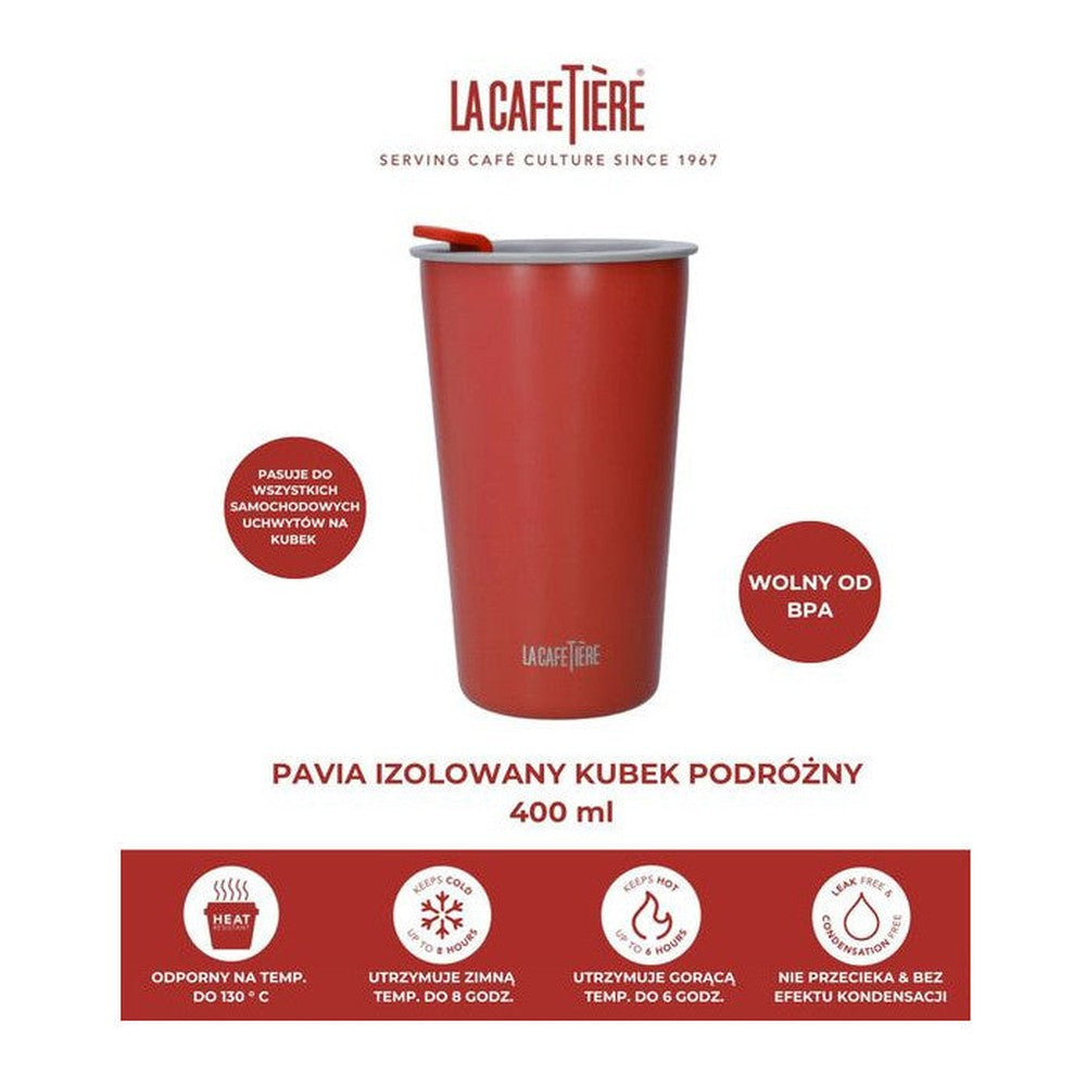 Izolowany kubek podróżny Pavia La Cafetière – czerwony 400 ml – zdjęcie 8