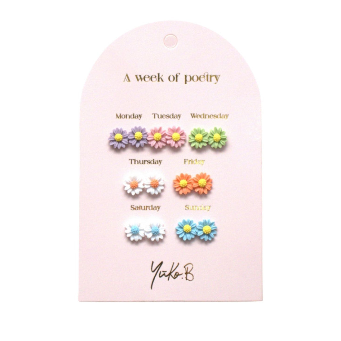 Kolczyki Tydzień poezji Yuko.B – Kwiaty, 7 par, wersja angielska