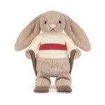 Maskotka Jellycat – Króliczek Beżowy na Nartach 20 cm, widok z przodu