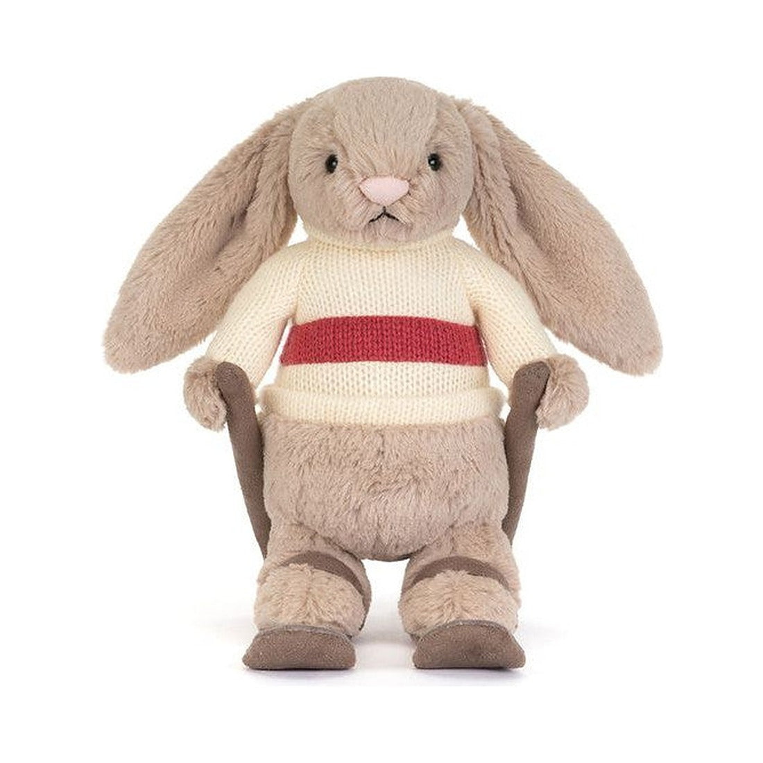 Maskotka Jellycat – Króliczek Beżowy na Nartach 20 cm, widok z przodu