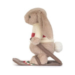 Maskotka Jellycat – Króliczek Beżowy na Nartach 20 cm, widok z boku