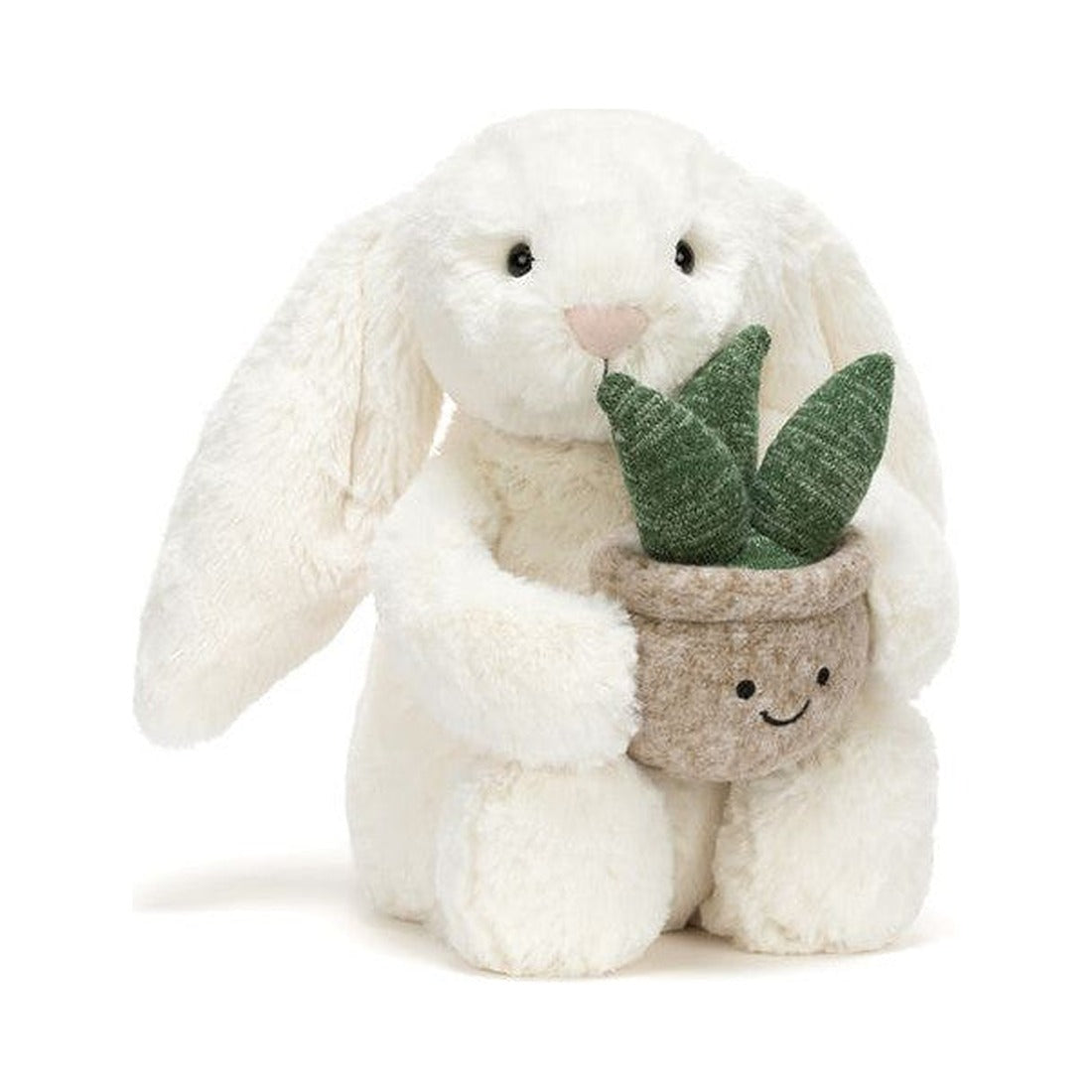 Maskotka Jellycat – Króliczek Kremowy z Aloesem 31 cm, zbliżenie na liście rośliny
