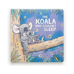 Książeczka Jellycat „The Koala Who Couldn’t Sleep” (wydanie angielskie) – okładka z koalami na gałęzi pod nocnym niebem