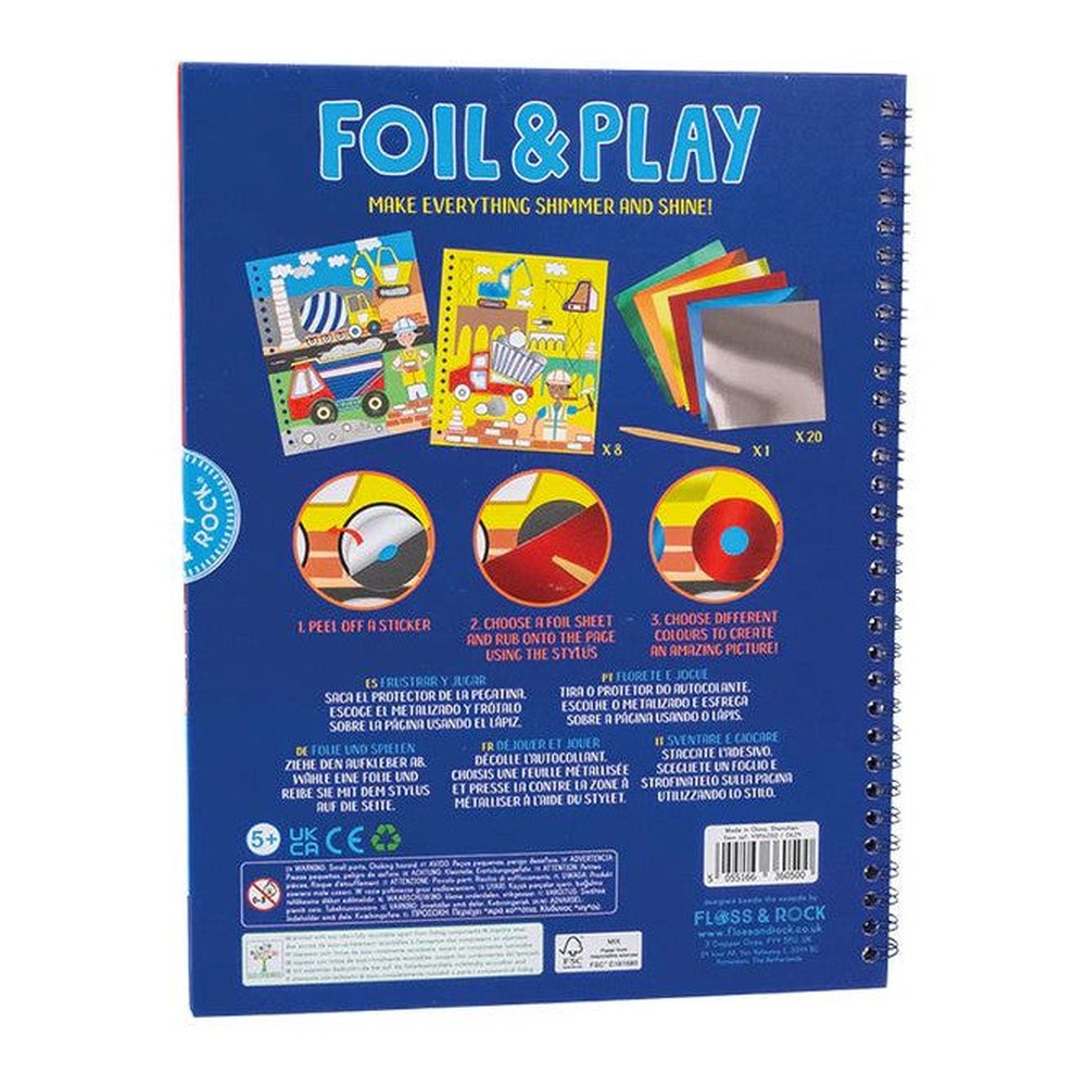 Książeczka z błyszczącymi foliami Na Budowie Floss & Rock – 30 arkuszy folii – zdjęcie 2