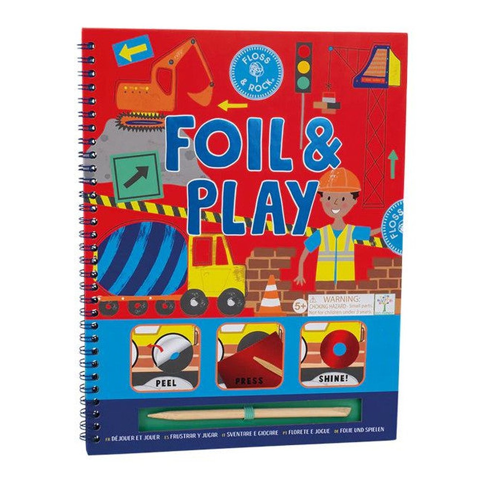 Książeczka z błyszczącymi foliami Na Budowie Floss & Rock – 30 arkuszy folii