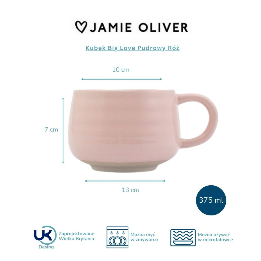 Kubek Big Love Jamie Oliver – pudrowy róż, 375 ml – zdjęcie 7