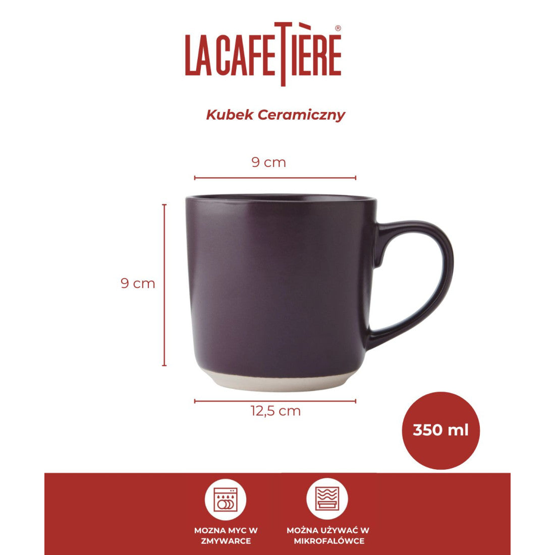 Kubek ceramiczny do kawy La Cafetière – fioletowy, 350 ml – zdjęcie 4