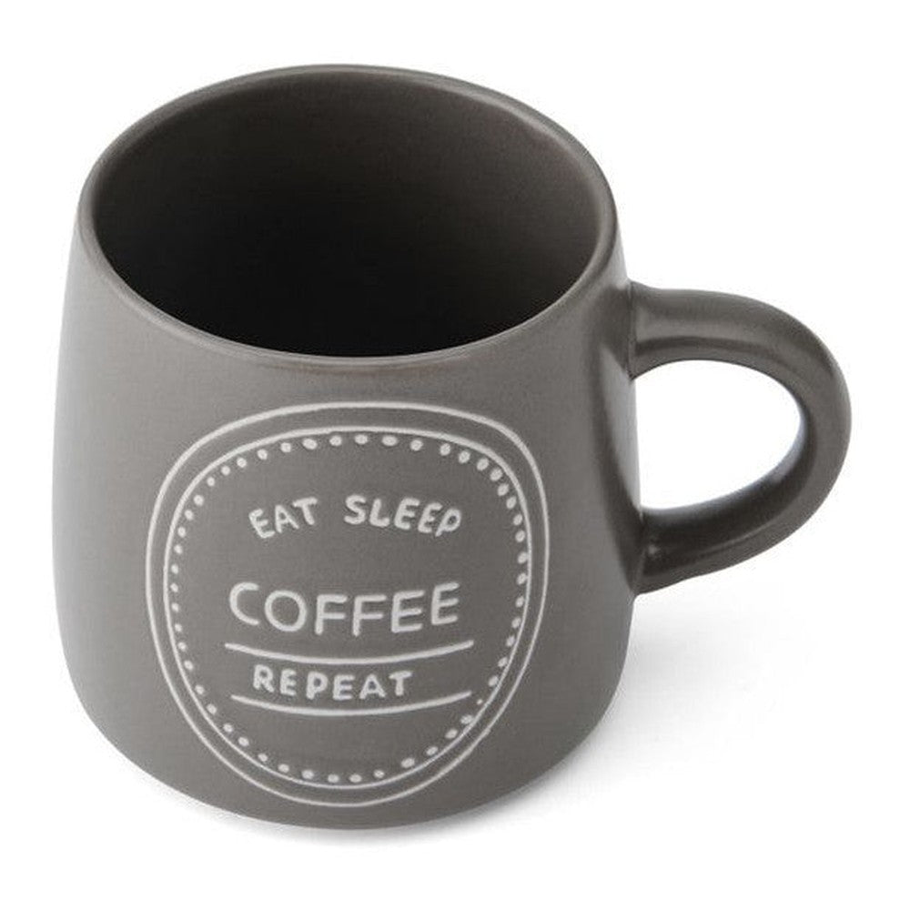 Kubek kamionkowy Eat Sleep Coffee Repeat Mikasa – brązowy, 400 ml – zdjęcie 2