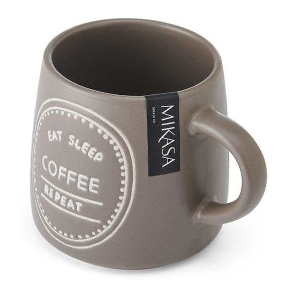 Kubek kamionkowy Eat Sleep Coffee Repeat Mikasa – brązowy, 400 ml – zdjęcie 7