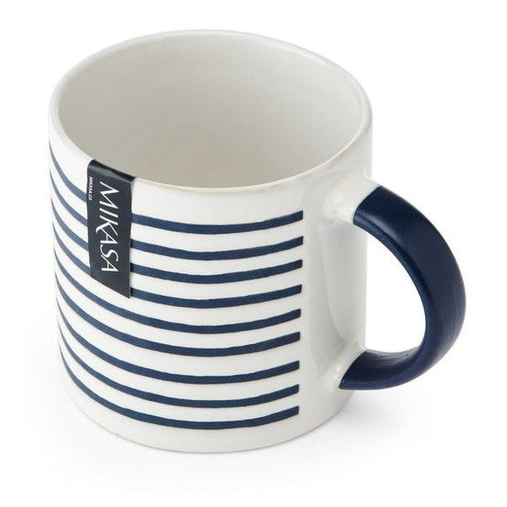 Kubek kamionkowy Granatowe Paski Mikasa – 390 ml, zestaw 4 szt. – zdjęcie 8