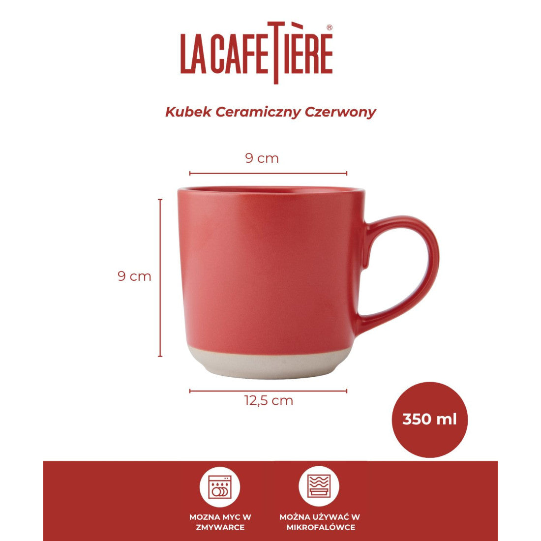 Kubek kamionkowy La Cafetière – czerwony 350 ml – zdjęcie 7