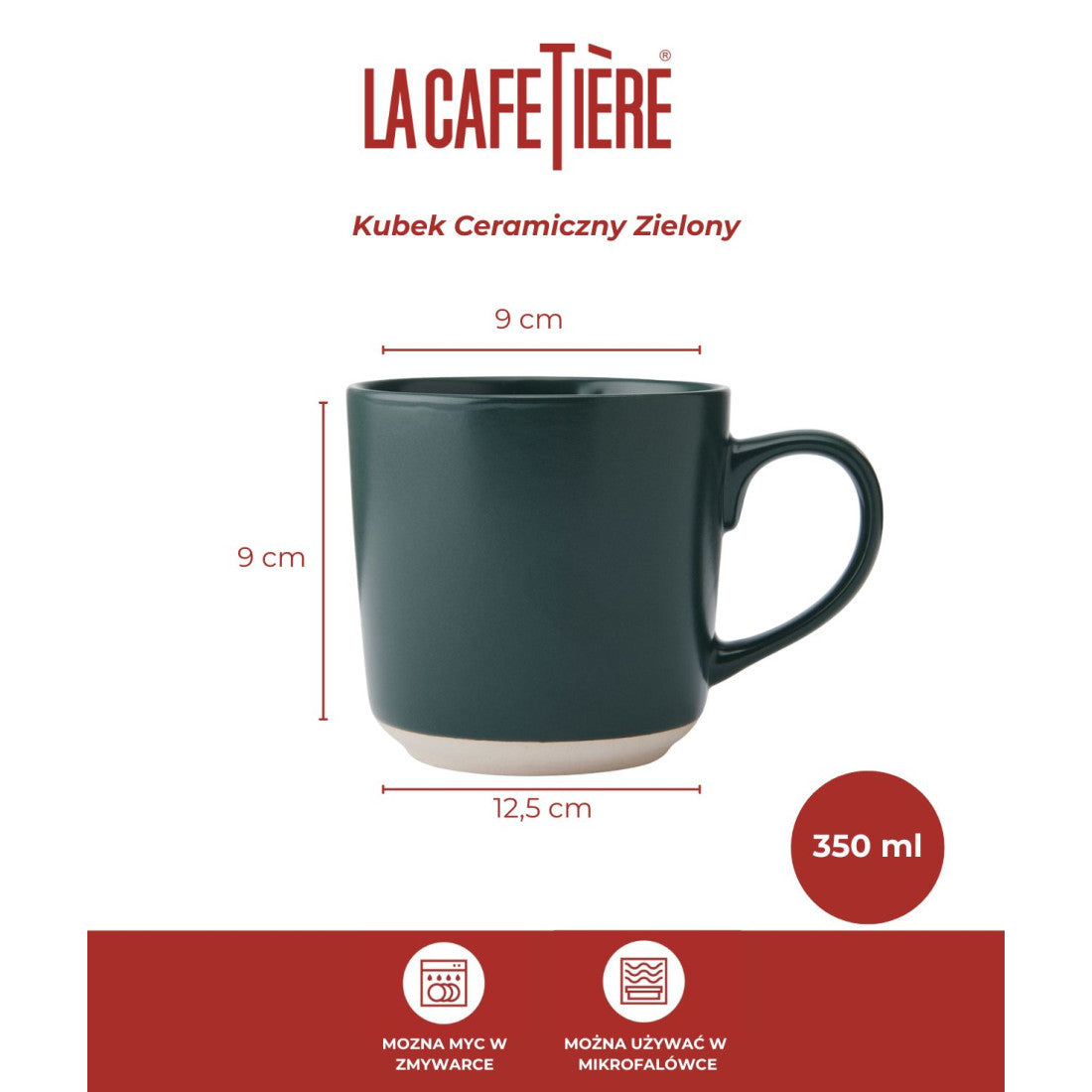 Kubek kamionkowy La Cafetière – zielony 350 ml – zdjęcie 7