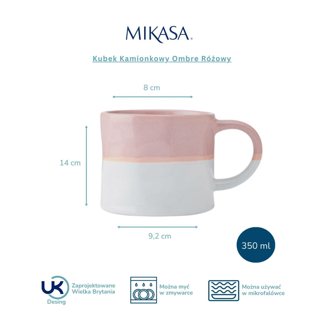 Kubek kamionkowy Ombre Mikasa – różowy, 350 ml – zdjęcie 7