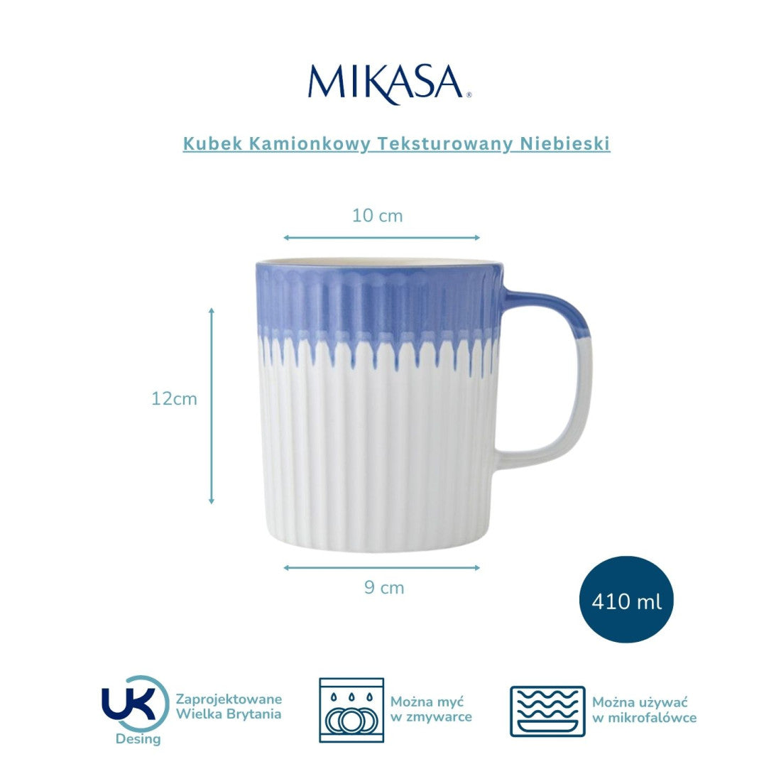 Kubek kamionkowy Teksturowany Mikasa – niebieski, 410 ml – zdjęcie 8