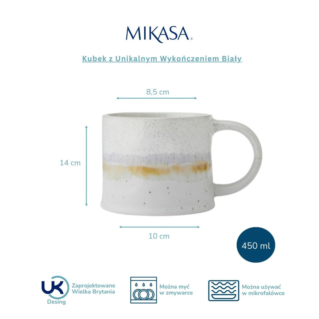 Kubek kamionkowy z unikalnym szkliwem Mikasa – biały, 450 ml – zdjęcie 7