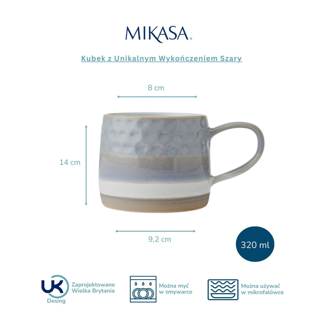 Kubek kamionkowy z unikalnym szkliwem Mikasa – szary, 320 ml – zdjęcie 8