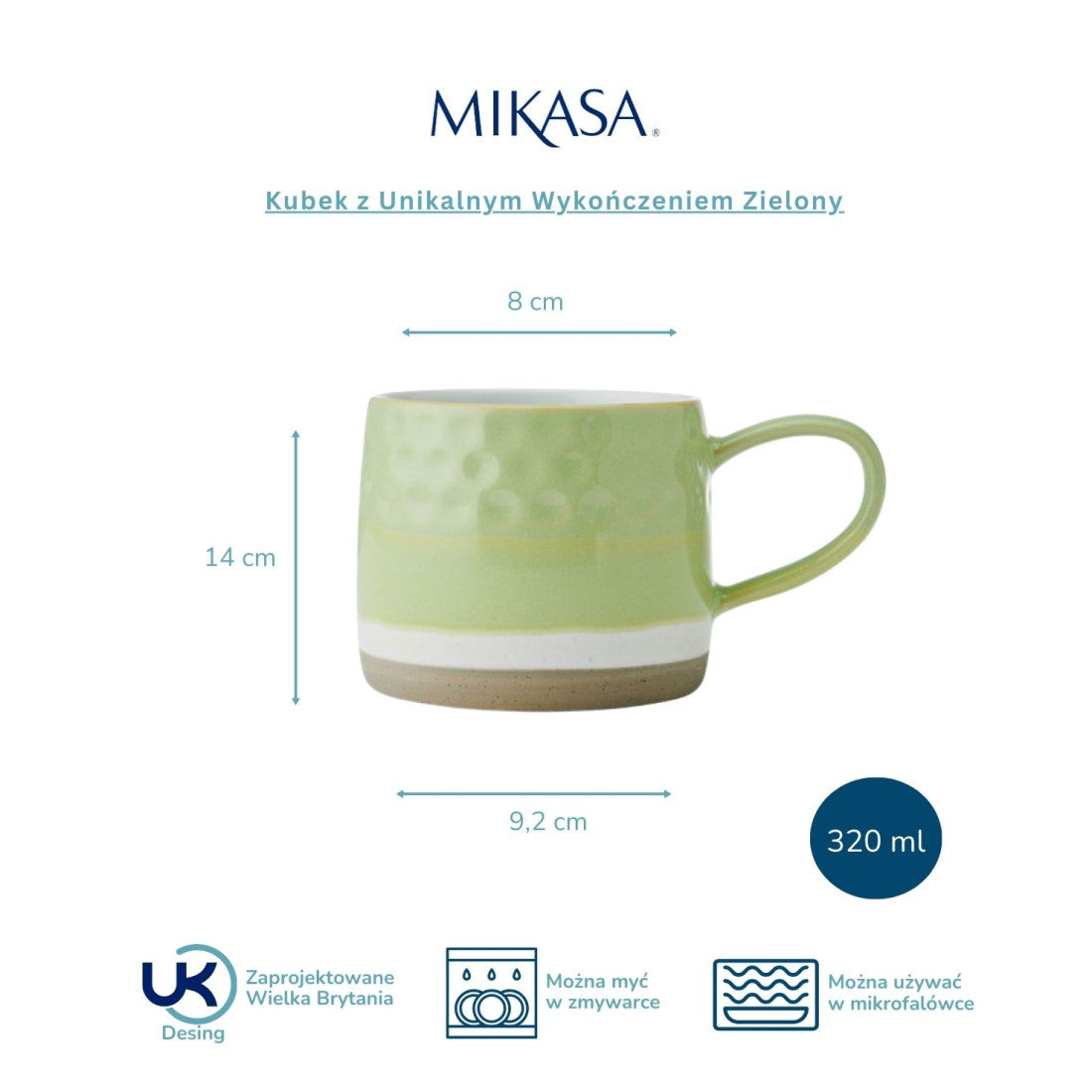 Kubek kamionkowy z unikalnym szkliwem Mikasa – zielony, 320 ml – zdjęcie 8