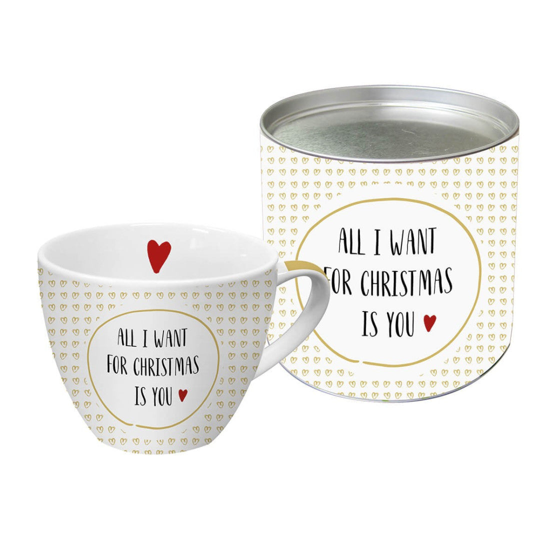 Kubek porcelanowy All i want for Christmas PPD – w ozdobnej puszce, 350 ml