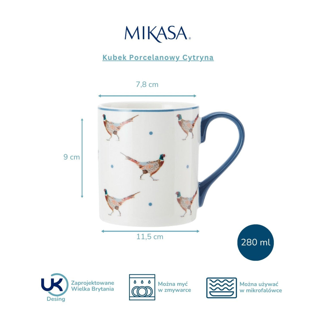Kubek porcelanowy Bażanty Mikasa – 280 ml – zdjęcie 5