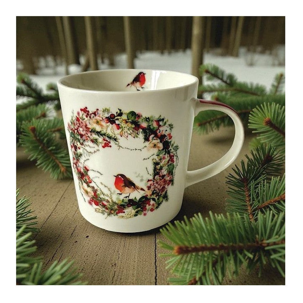 Kubek porcelanowy „Beautiful Christmas” PPD – ptaszek na wieńcu, 400 ml – zdjęcie 2