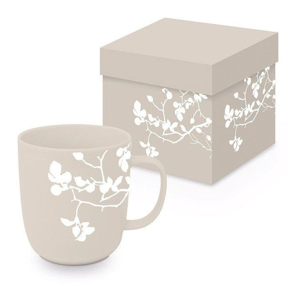 Kubek porcelanowy „Biała Gałązka” PPD – kremowy matowy 400 ml