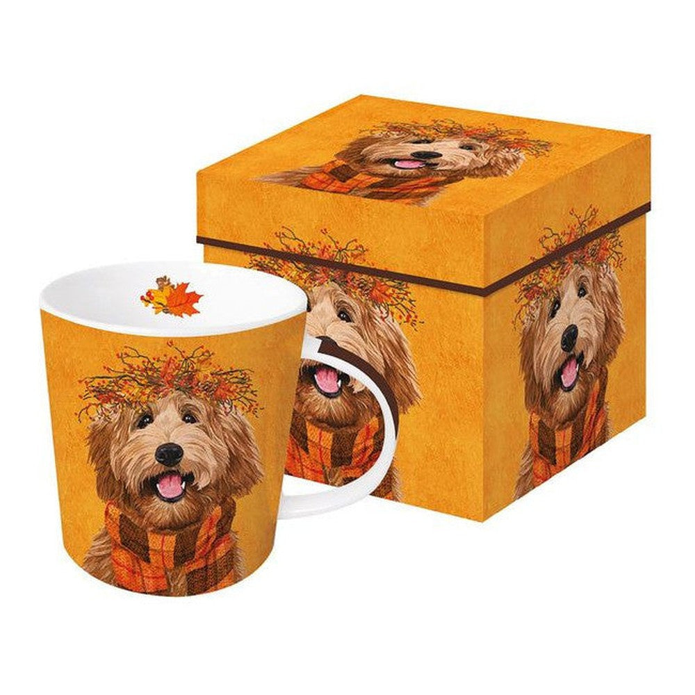 Kubek porcelanowy Jesienny Pies PPD – w ozdobnym pudełku, 350 ml