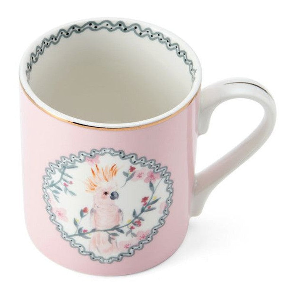 Kubek porcelanowy Kakadu Mikasa – różowy ze złoconym brzegiem, 280 ml – zdjęcie 2