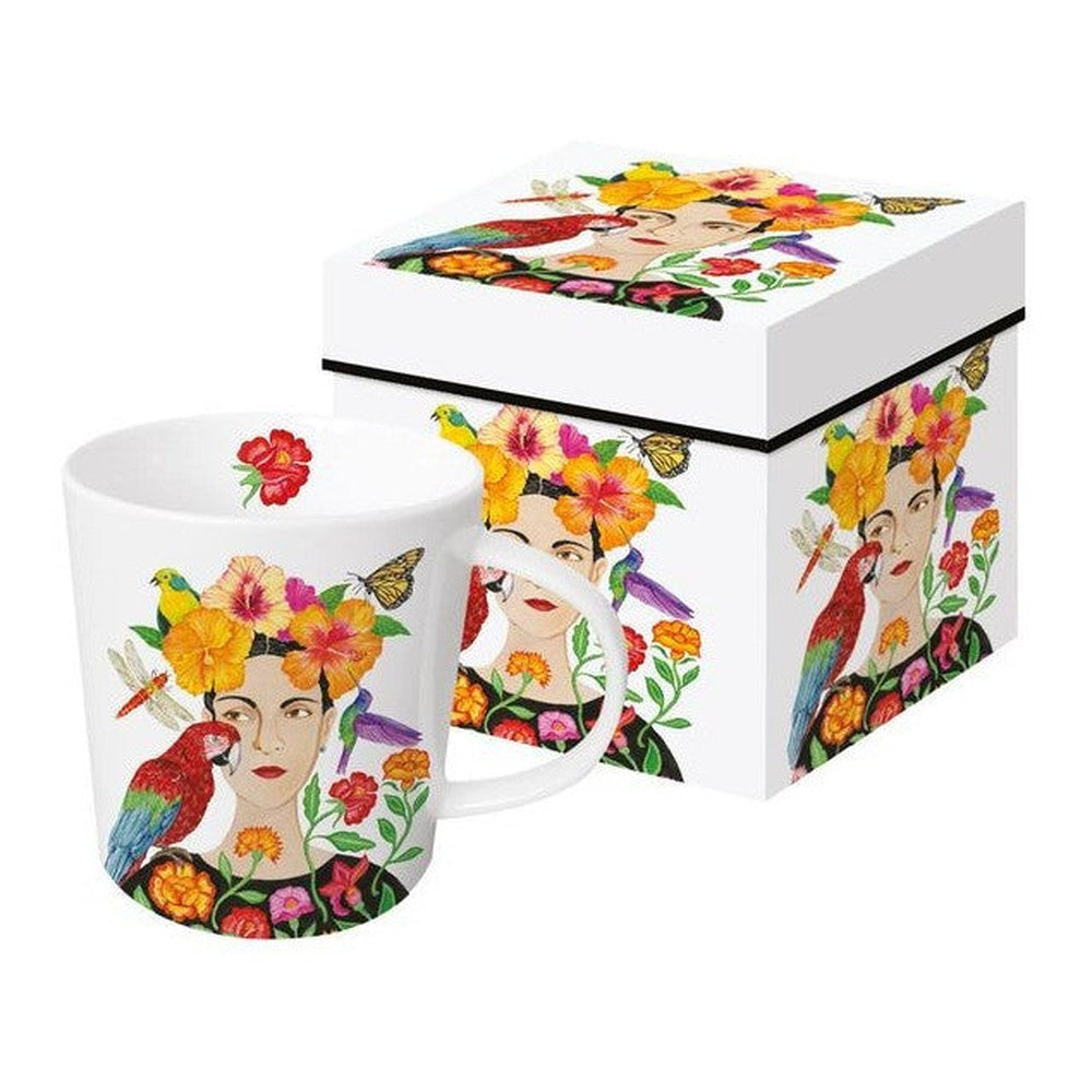 Kubek porcelanowy Kobieta z Papugą PPD – w ozdobnym pudełku, 350 ml