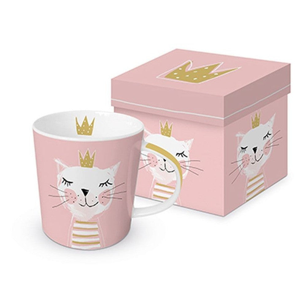 Kubek porcelanowy Kocia Księżniczka PPD – w ozdobnym pudełku, różowy 350 ml