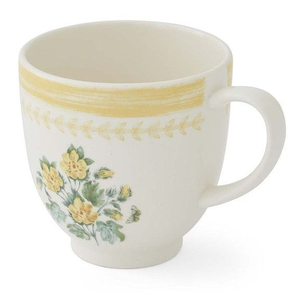 Kubek porcelanowy Kwiaty i Motyle Pimpernel – kremowy, żółty, 400 ml – zdjęcie 2