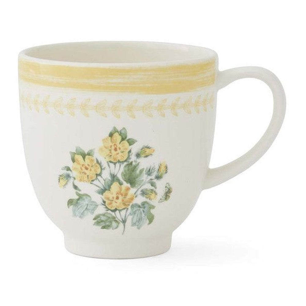 Kubek porcelanowy Kwiaty i Motyle Pimpernel – kremowy, żółty, 400 ml