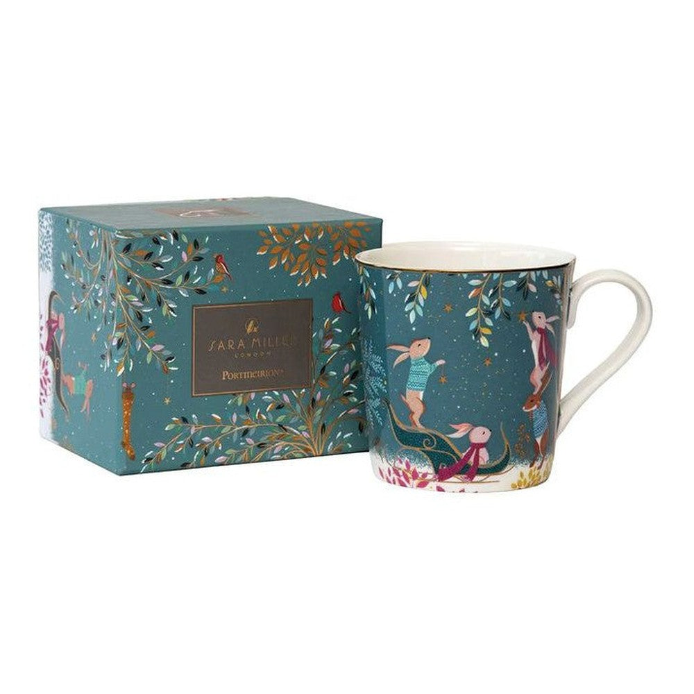 Kubek porcelanowy Leśne Opowieści Portmeirion – Króliczki, w ozdobnym pudełku, 320 ml