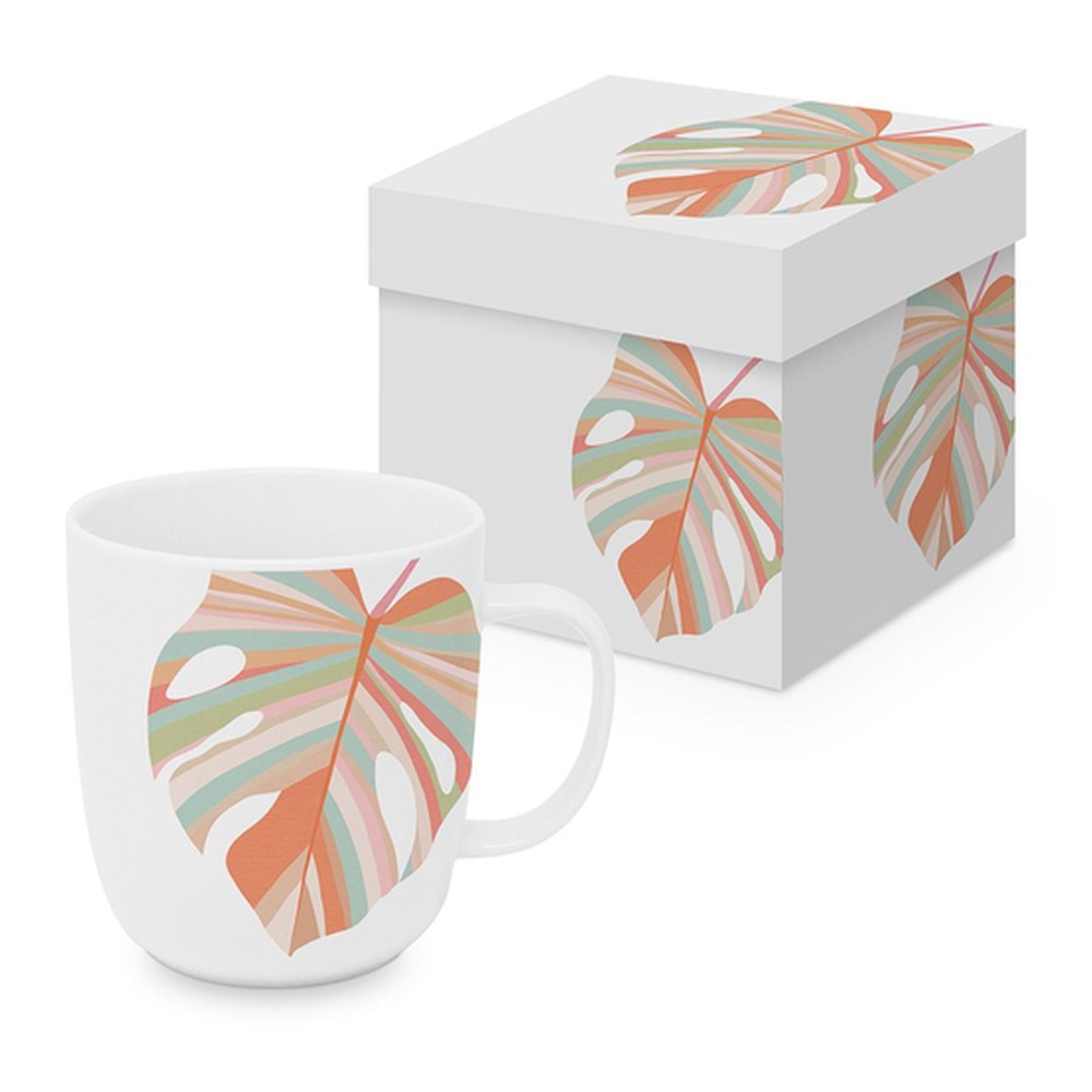 Kubek porcelanowy Liść Monstera PPD – w ozdobnym pudełku, 400 ml