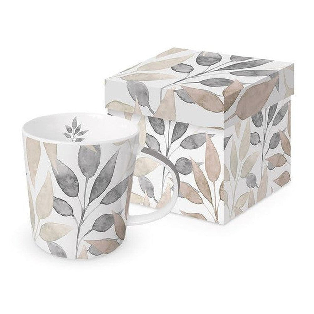 Kubek porcelanowy Liście Skandynawskie PPD – w ozdobnym pudełku, 350 ml
