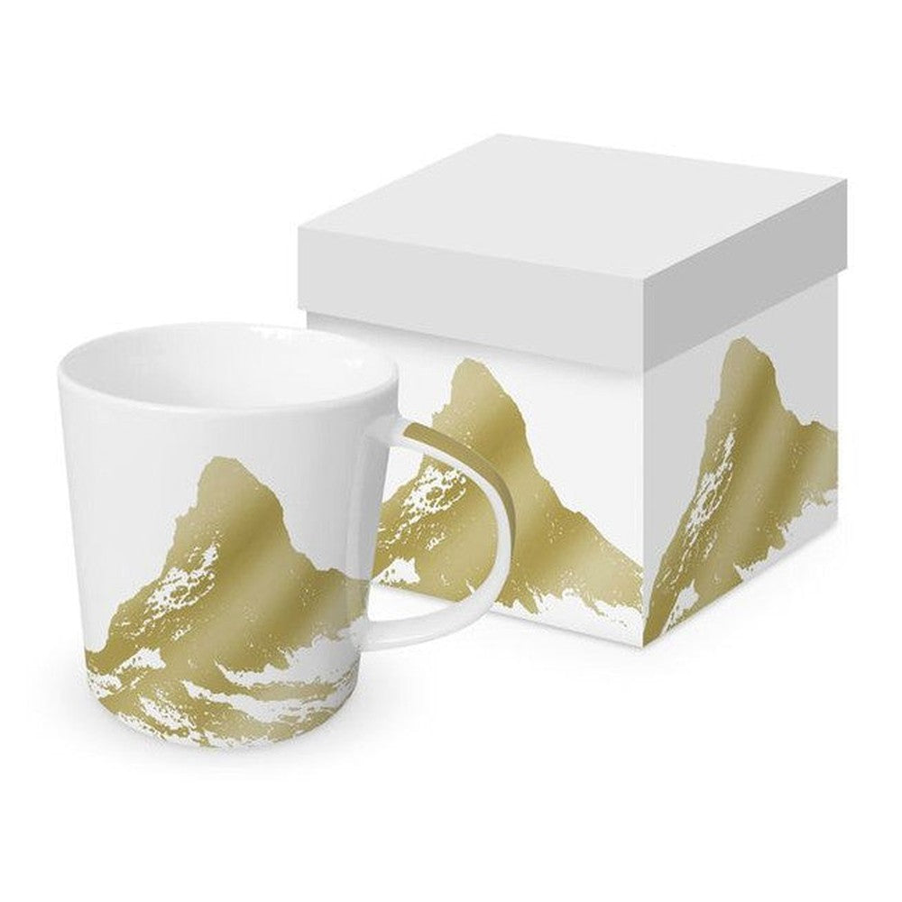 Kubek porcelanowy Matterhorn Góra PPD – złoty, 350 ml