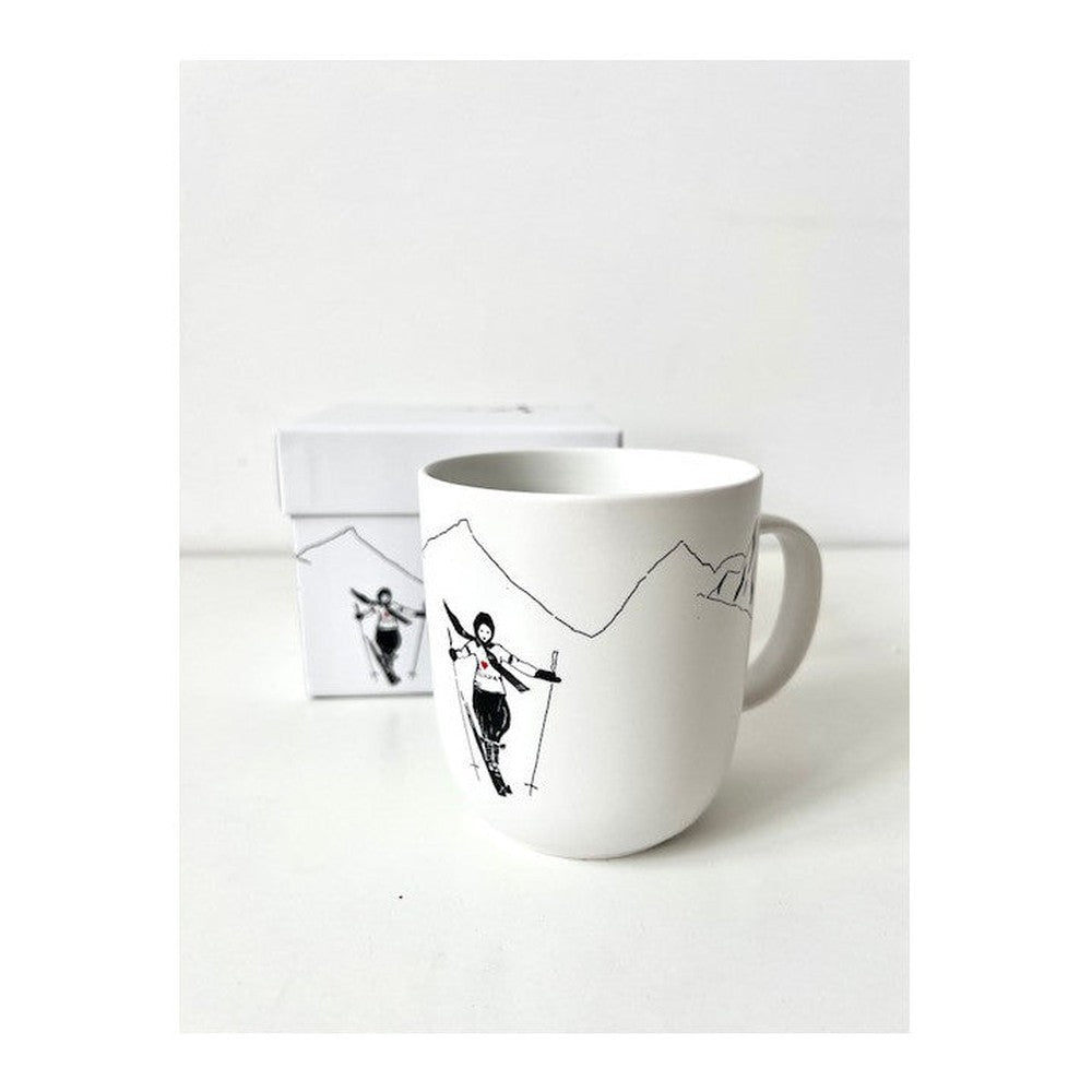 Kubek porcelanowy „Narciarka” PPD – czarno-biały 400 ml – zdjęcie 2