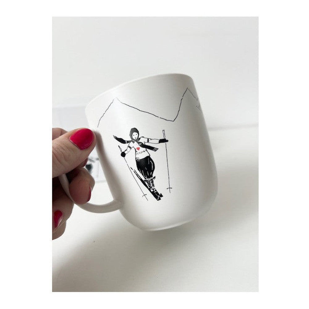 Kubek porcelanowy „Narciarka” PPD – czarno-biały 400 ml – zdjęcie 3
