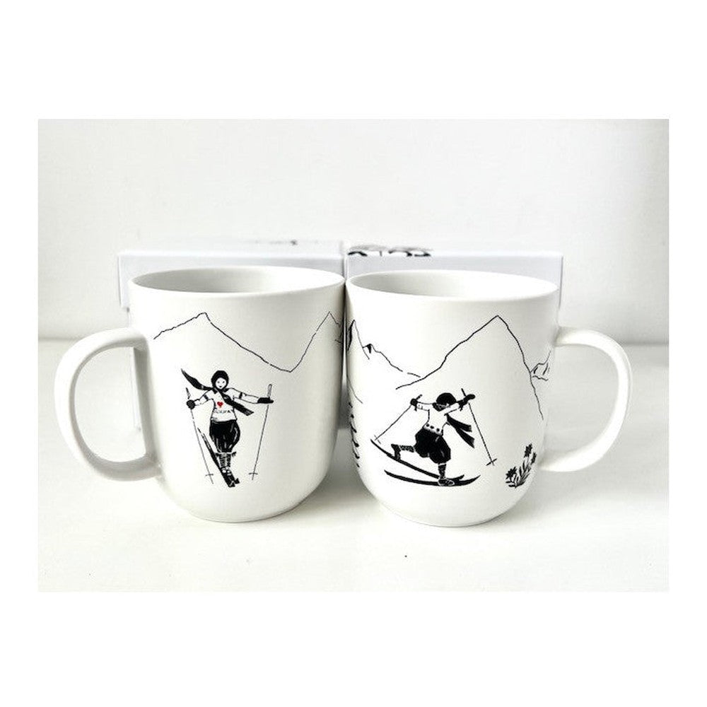Kubek porcelanowy „Narciarka” PPD – czarno-biały 400 ml – zdjęcie 4