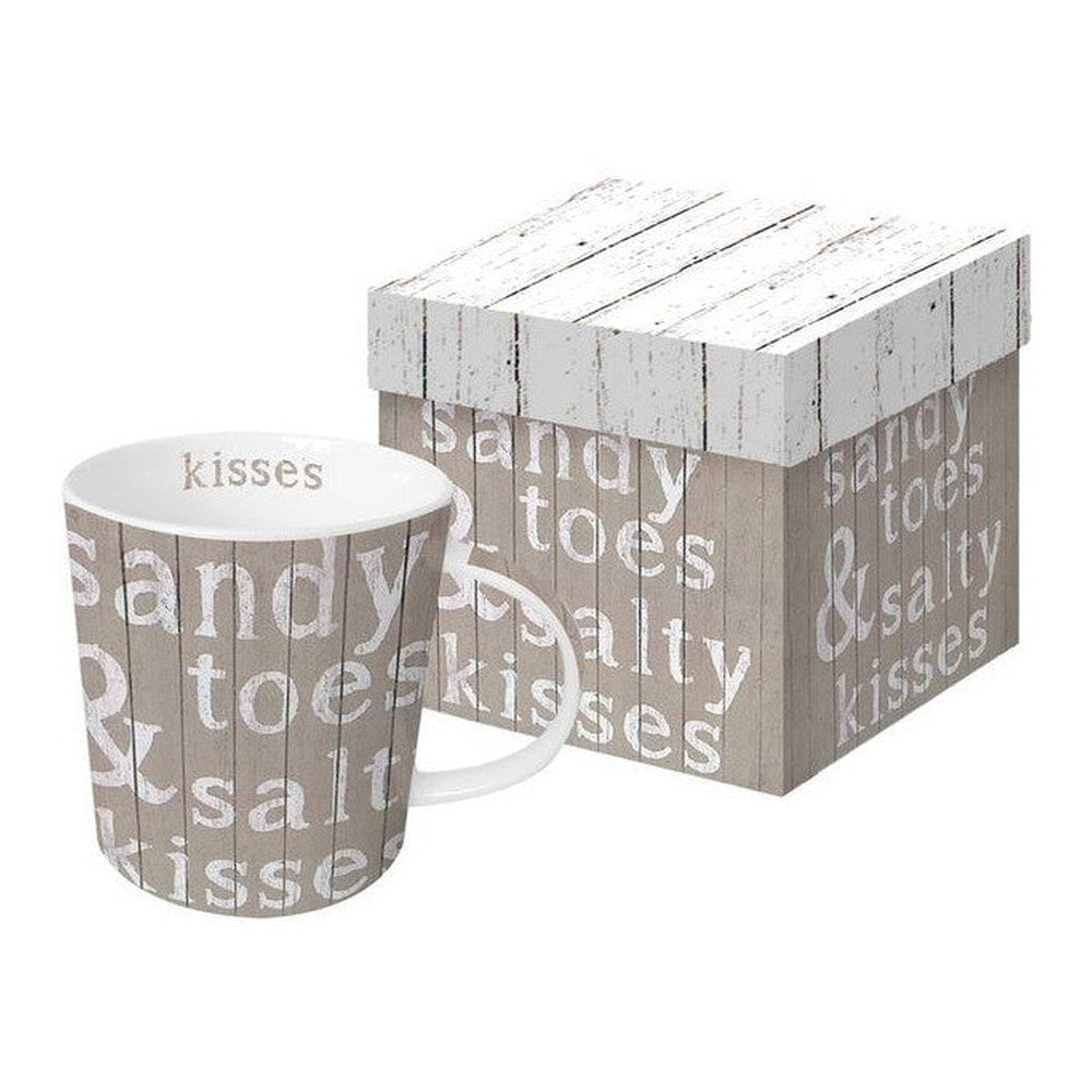 Kubek porcelanowy Ocean PPD – w ozdobnym pudełku, jasnoszary 350 ml