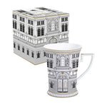 Kubek porcelanowy Palazzo Easy Life – biało-czarno-złoty, 300 ml