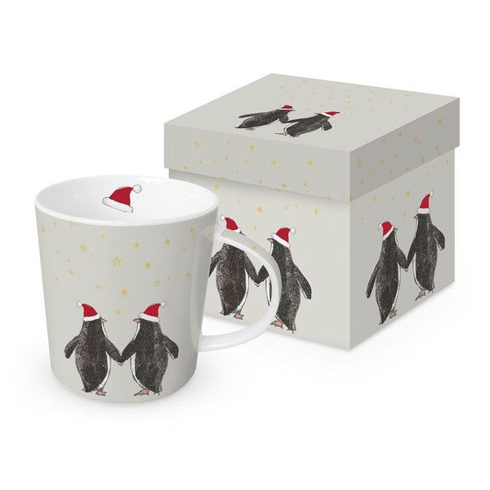 Kubek porcelanowy Pingwiny PPD – świąteczne pingwiny, 400 ml