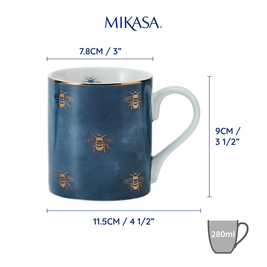 Kubek porcelanowy Pszczoły Mikasa – niebieski, 280 ml – zdjęcie 8
