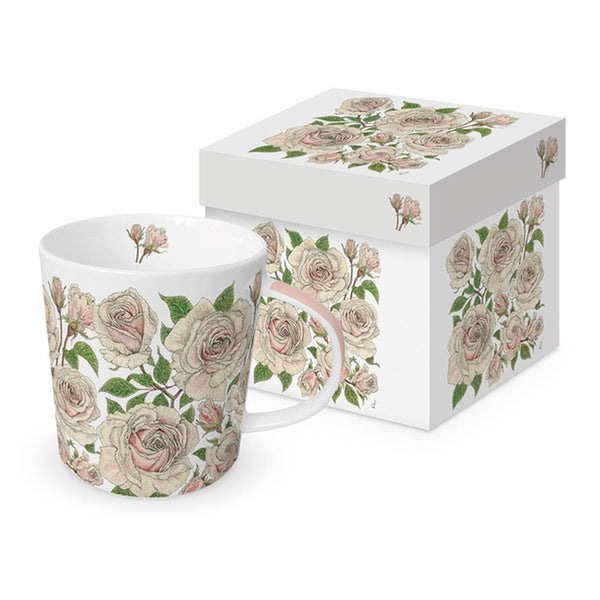 Kubek porcelanowy Róże PPD – kremowe róże, 350 ml